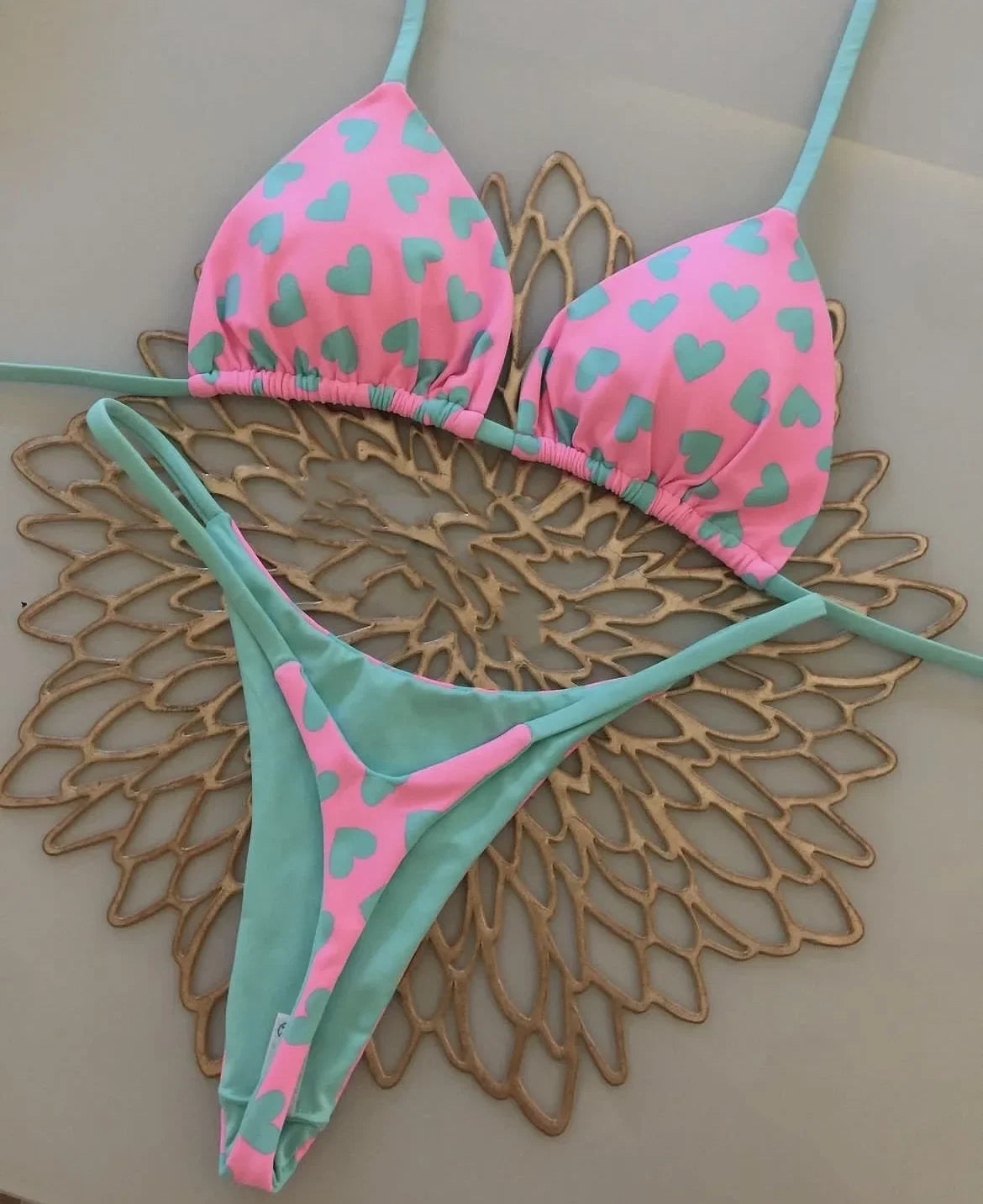 Print Sexy Bikini-Set – Y2K Neckholder & Lace-Up Design